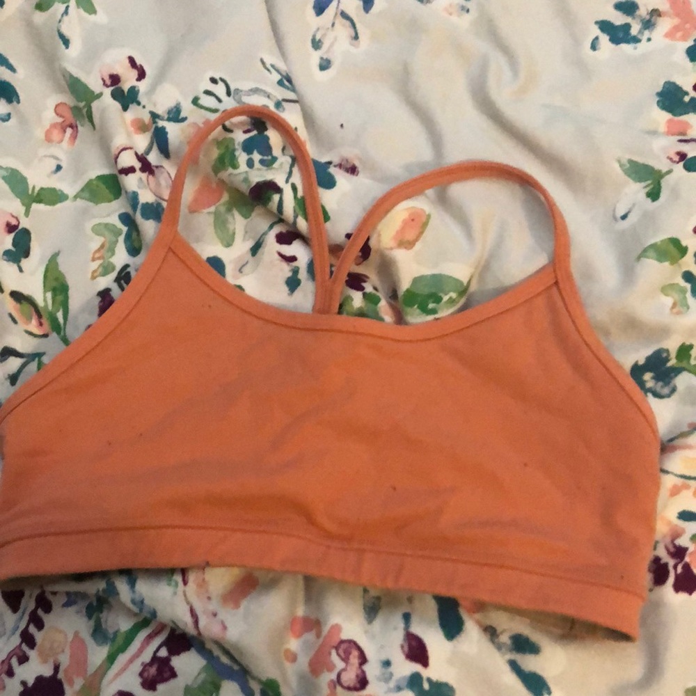 Lululemon y strapped orange sports bra size 8